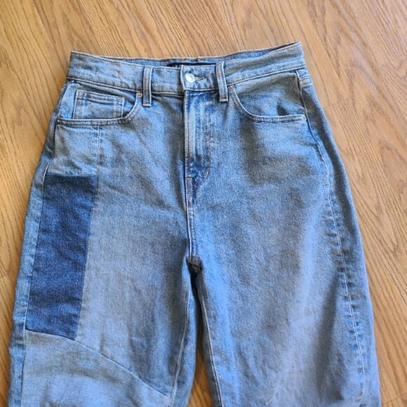 VERONICA BEARD CHARLIE BARREL LEG HIGH RISE JEANS CROPPED PATCHWORK DENIM sz 28 - Picture 3 of 9